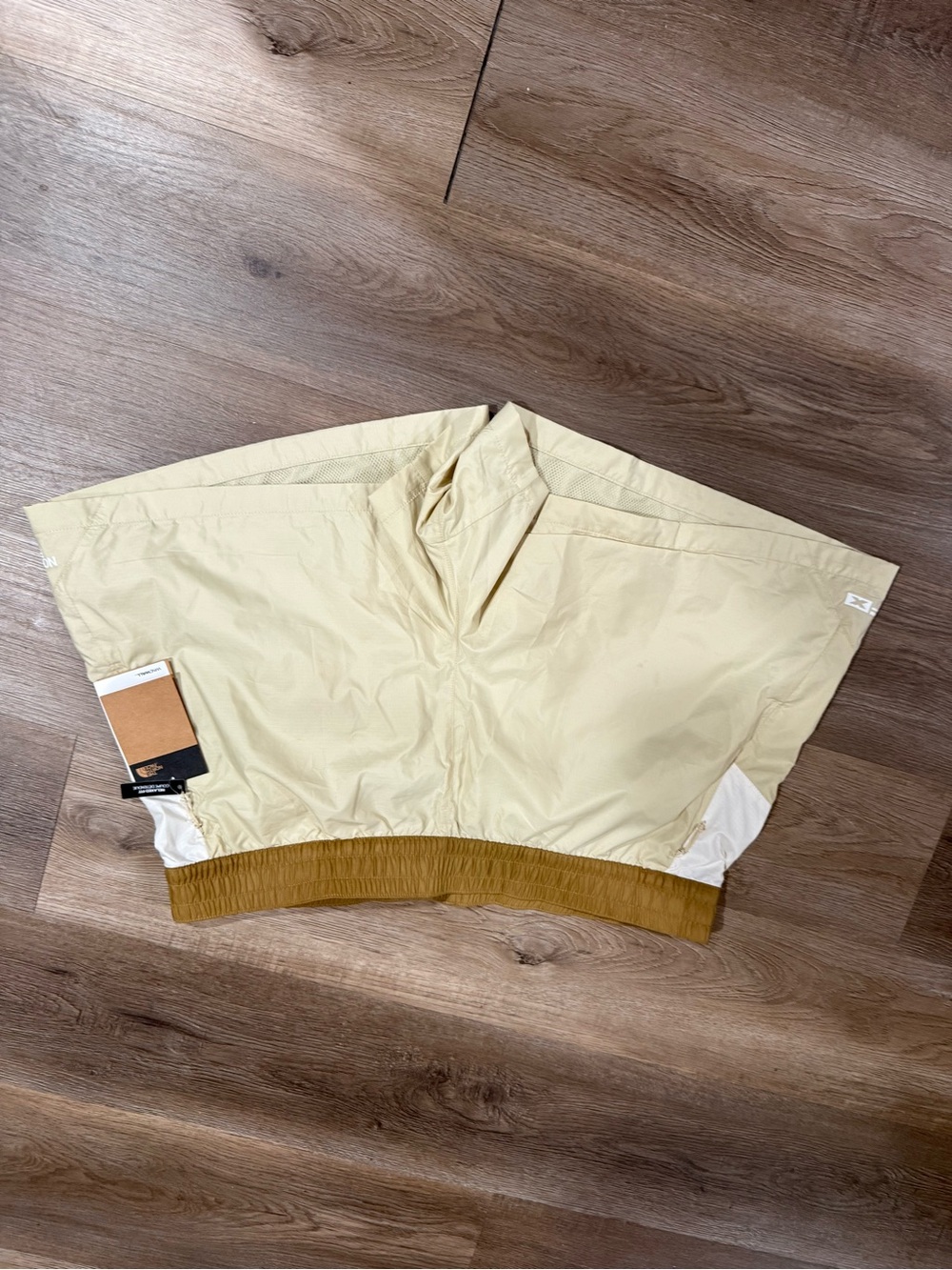 The North Face Men's Light Beige Shorts with Mustard Waistband